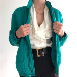 Vintage silk puffer jacket bomber